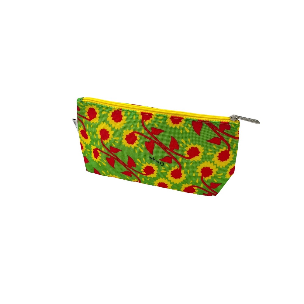 Clinique Floral Cosmetic Makeup Bag Donald X Clinique 10x5x3 Green Yellow - 15